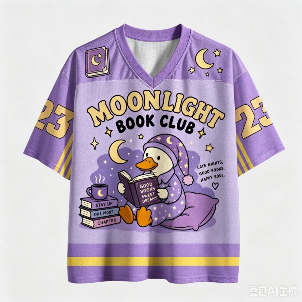Outdoor Sport Club - Kaos Pria V-neck Harajuku Moonlight Reading