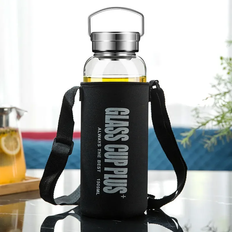 Outdoor Sport Glass Water Bottle - Botol Air Kaca 2L dengan Tali,
